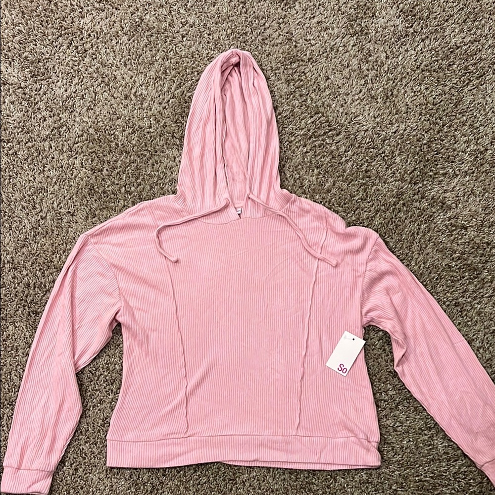 SO Pink Cropped Long Sleeve Hoodie